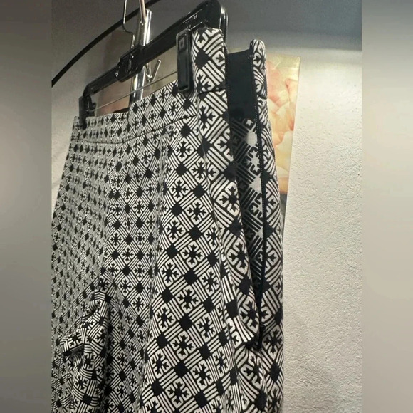 Tory Burch "CALLIE" CROPPED JACQUARD ANKLE PANTS IN  IVORY/BLACK size 8 - Picture 10 of 15